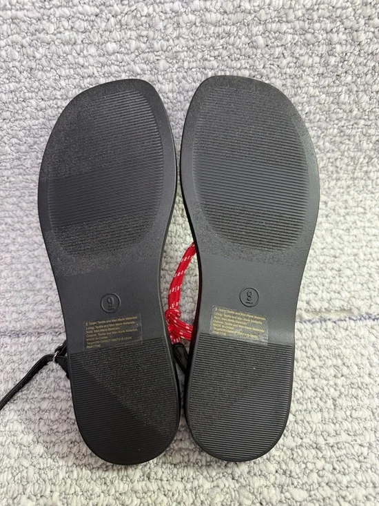 Wild Fable Black Sandals-Red Rope Strap lightweight-comfortable-Women size 9 - Picture 4 of 7